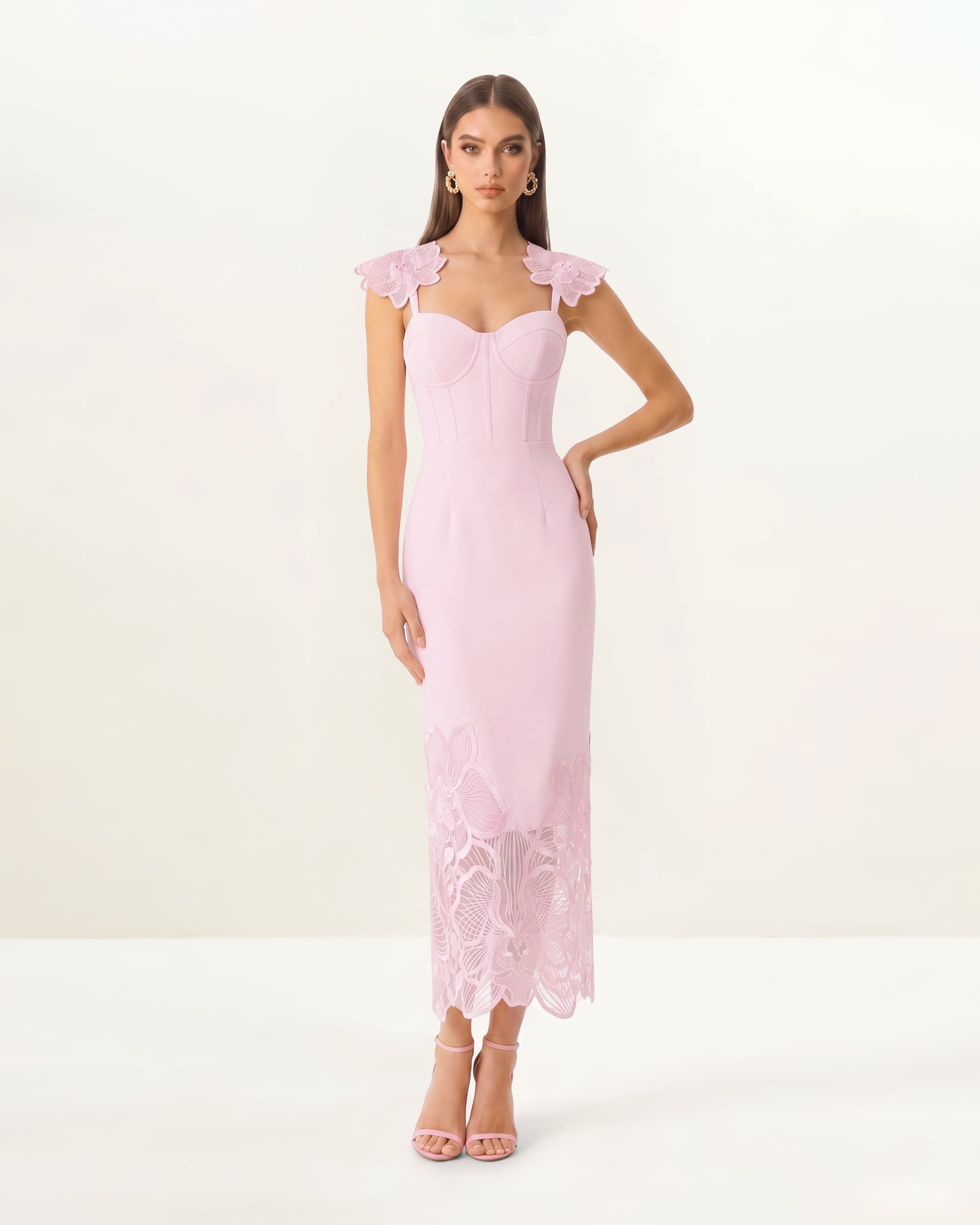 Orchid Embroidered Corset Dress - Dusty Rose 12