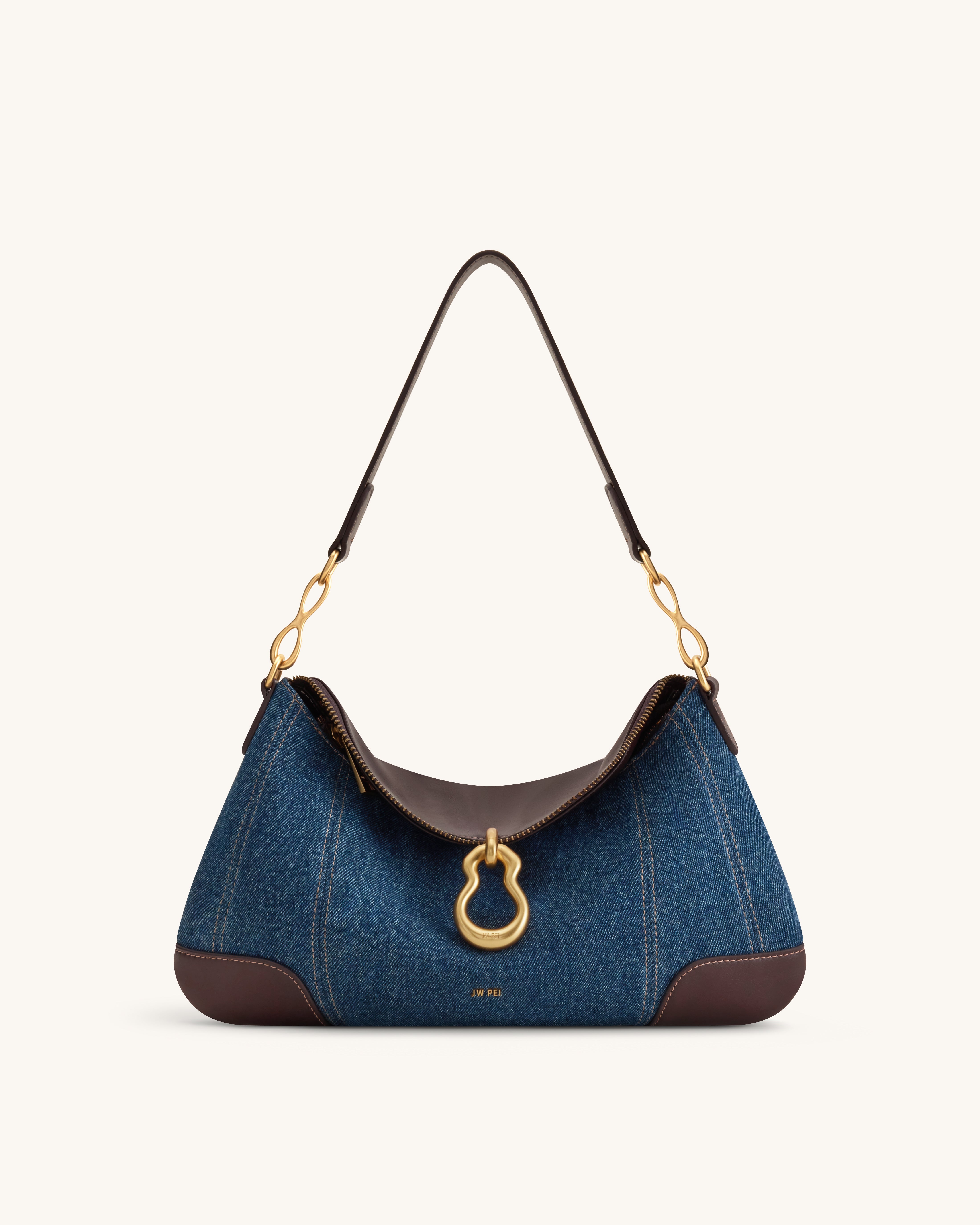Jayla Metal Pendant Embellished Shoulder Bag - Blue Denim – JW PEI UK