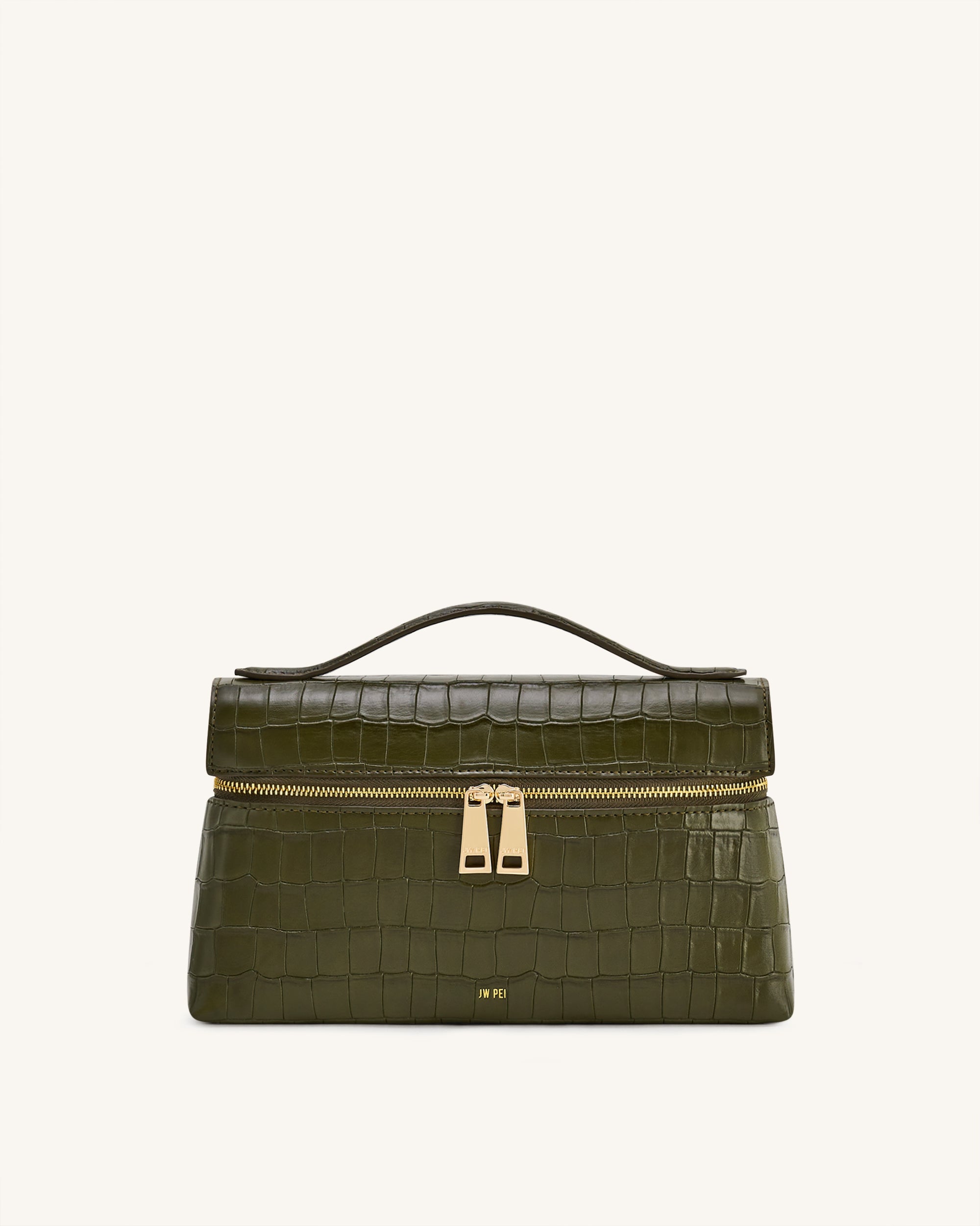 ブラント　brunt カーキ ショルダーバッグ Thea Croc-Embossed Top Handle Bag - Olive Green – JW PEI UK