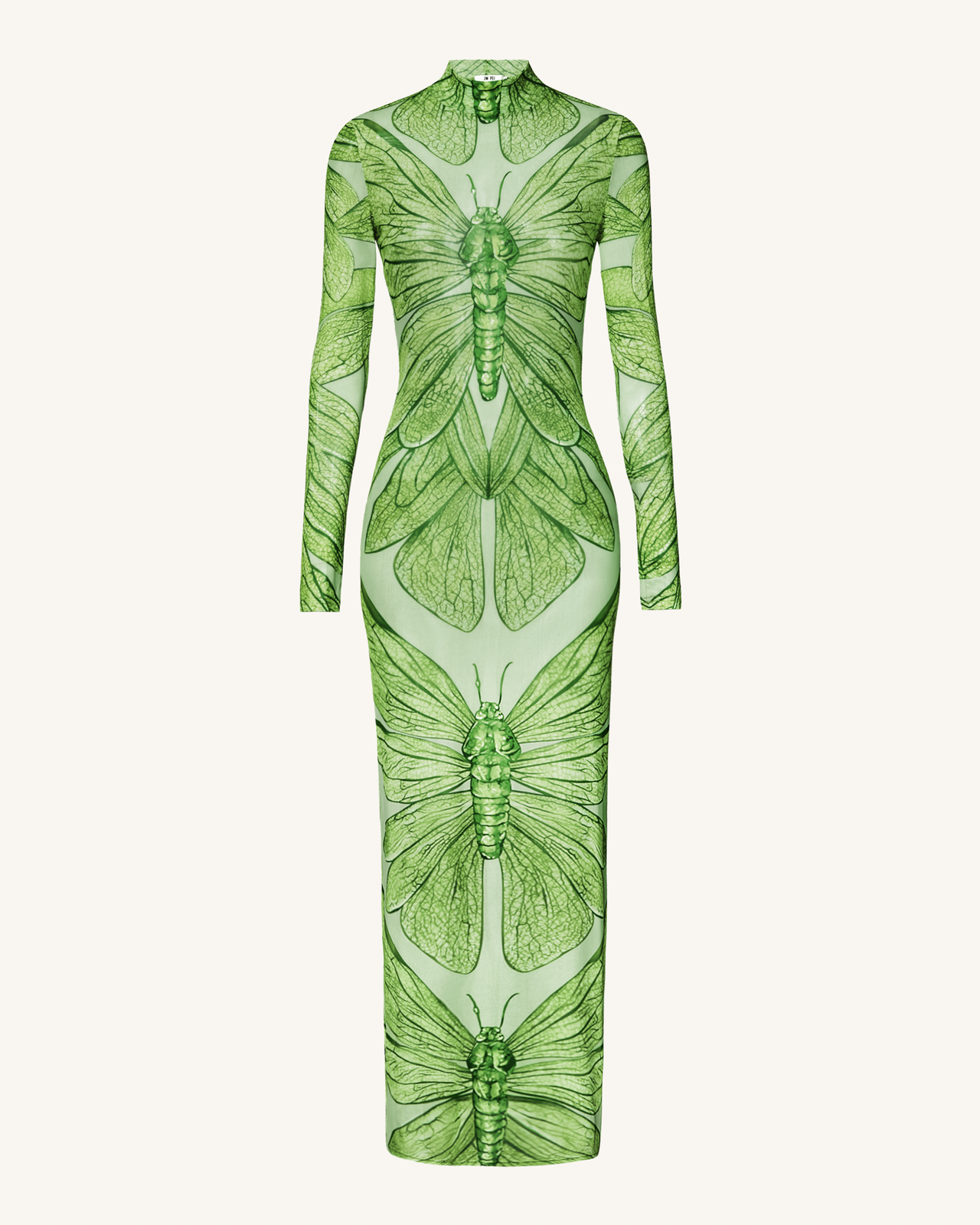 Emerald Dragonfly Sheer Mesh Gown - Green