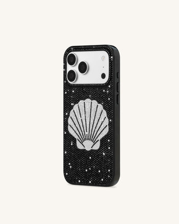 Seashell Artificial Crystal Phone Case - Black