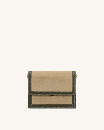 Mini Flap Faux Suede Crossbody - Green