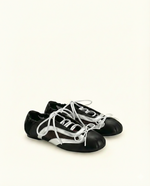 Lena Lace-Up Ballet Sneakers - Metallic Silver & Black