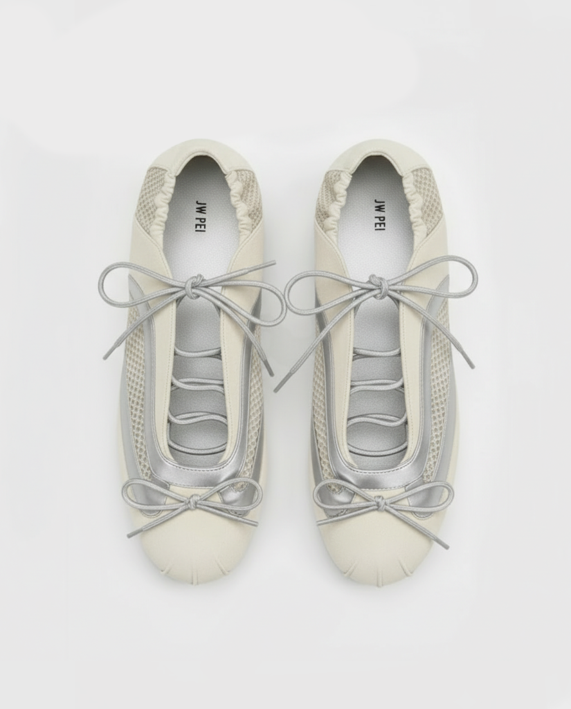 Lena Lace-Up Ballet Sneakers - Ivory