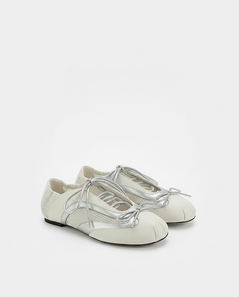Lena Lace-Up Ballet Sneakers - Ivory