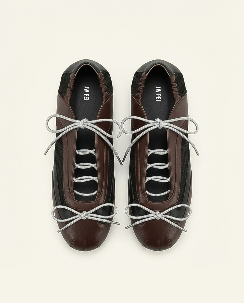 Lena Lace-Up Ballet Sneakers - Chocolate Brown