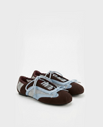 Lena Lace-Up Ballet Sneakers - Baby Blue & Dark Chocolate Brown