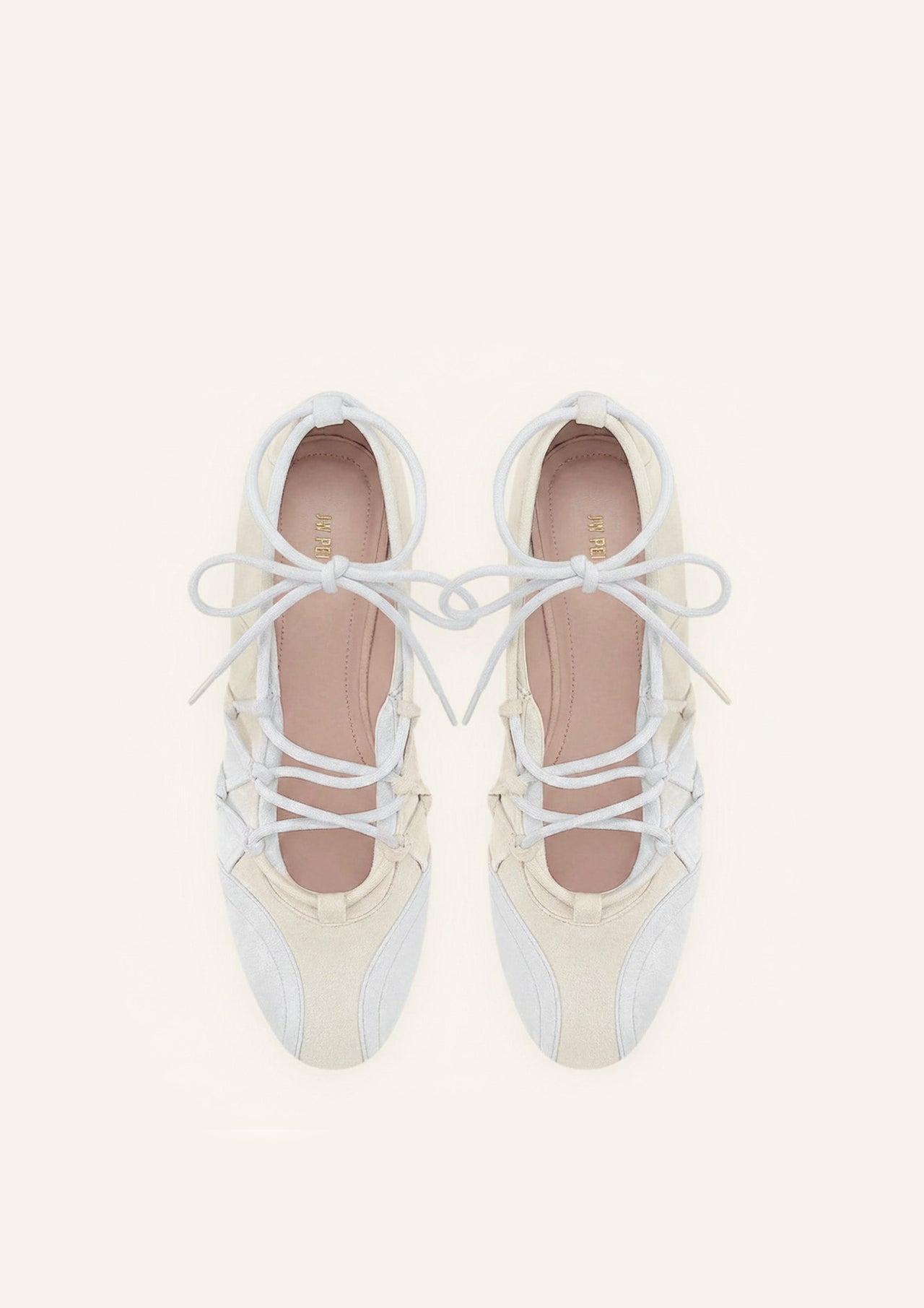 Iria Lace-Up Ballet Flats - Ivory