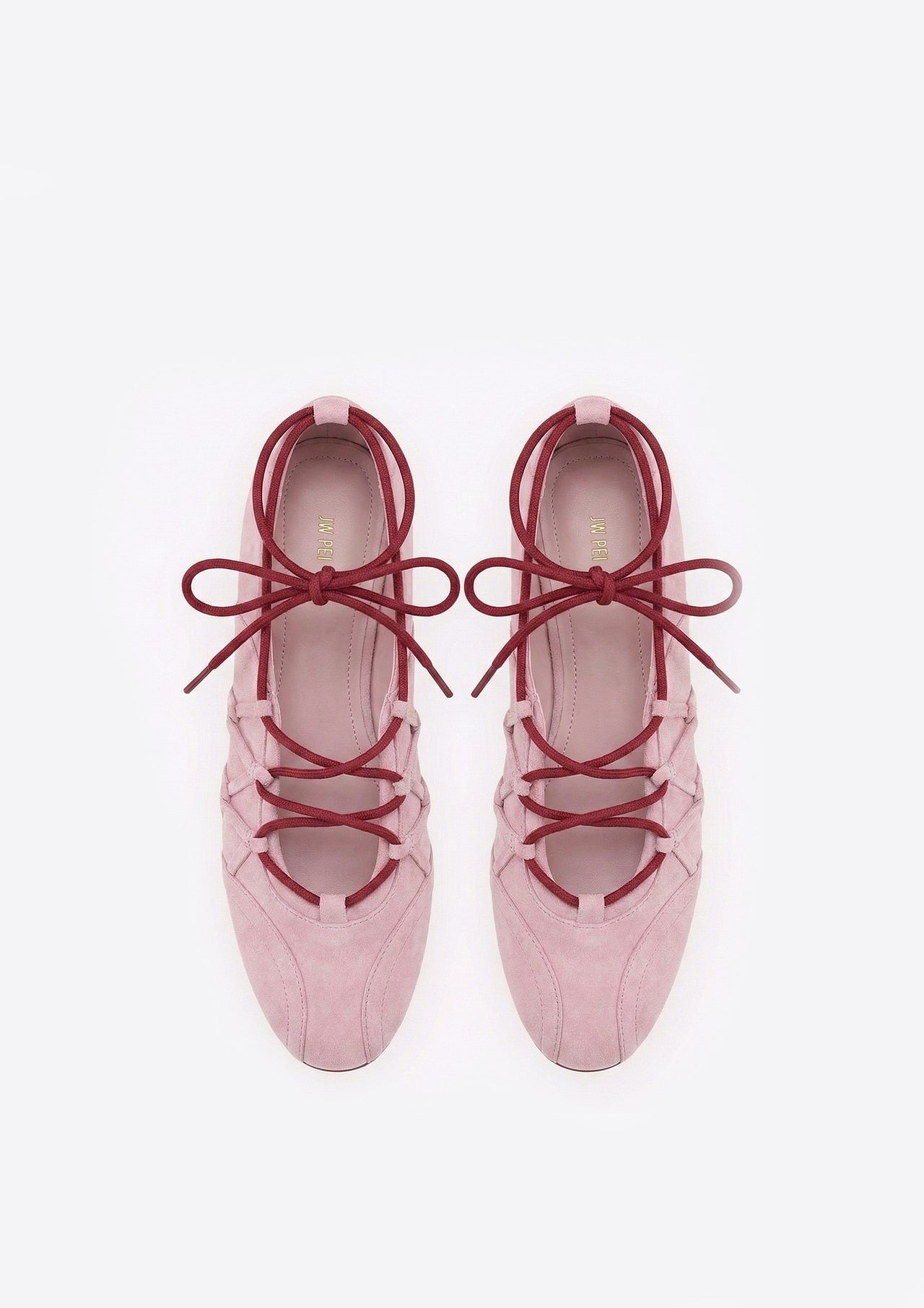 Iria Lace-Up Ballet Flats - Dusty Rose