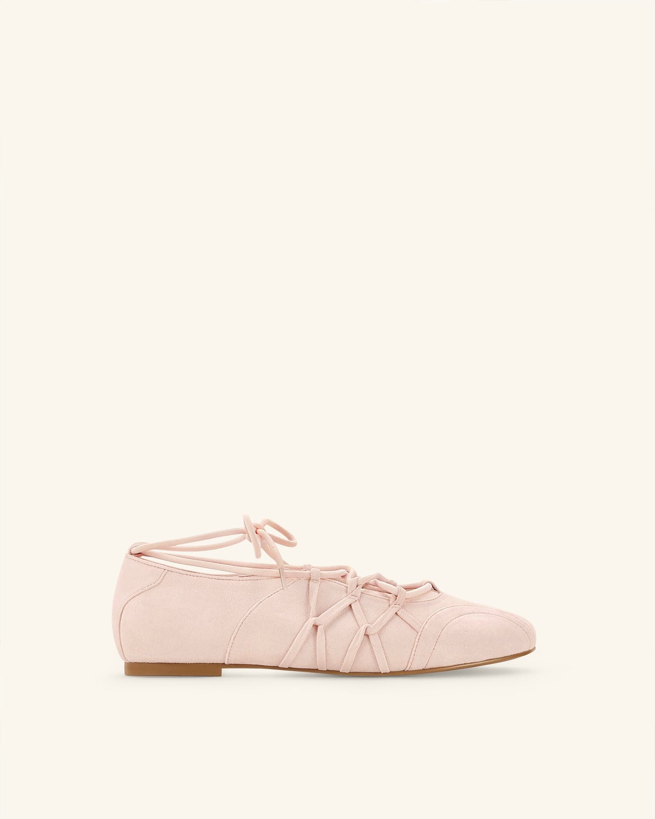 Iria Lace-Up Ballet Flats - Blush Pink