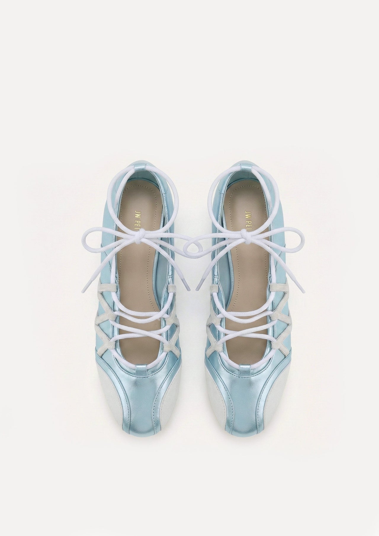 Iria Lace-Up Ballet Flats - Aqua Blue