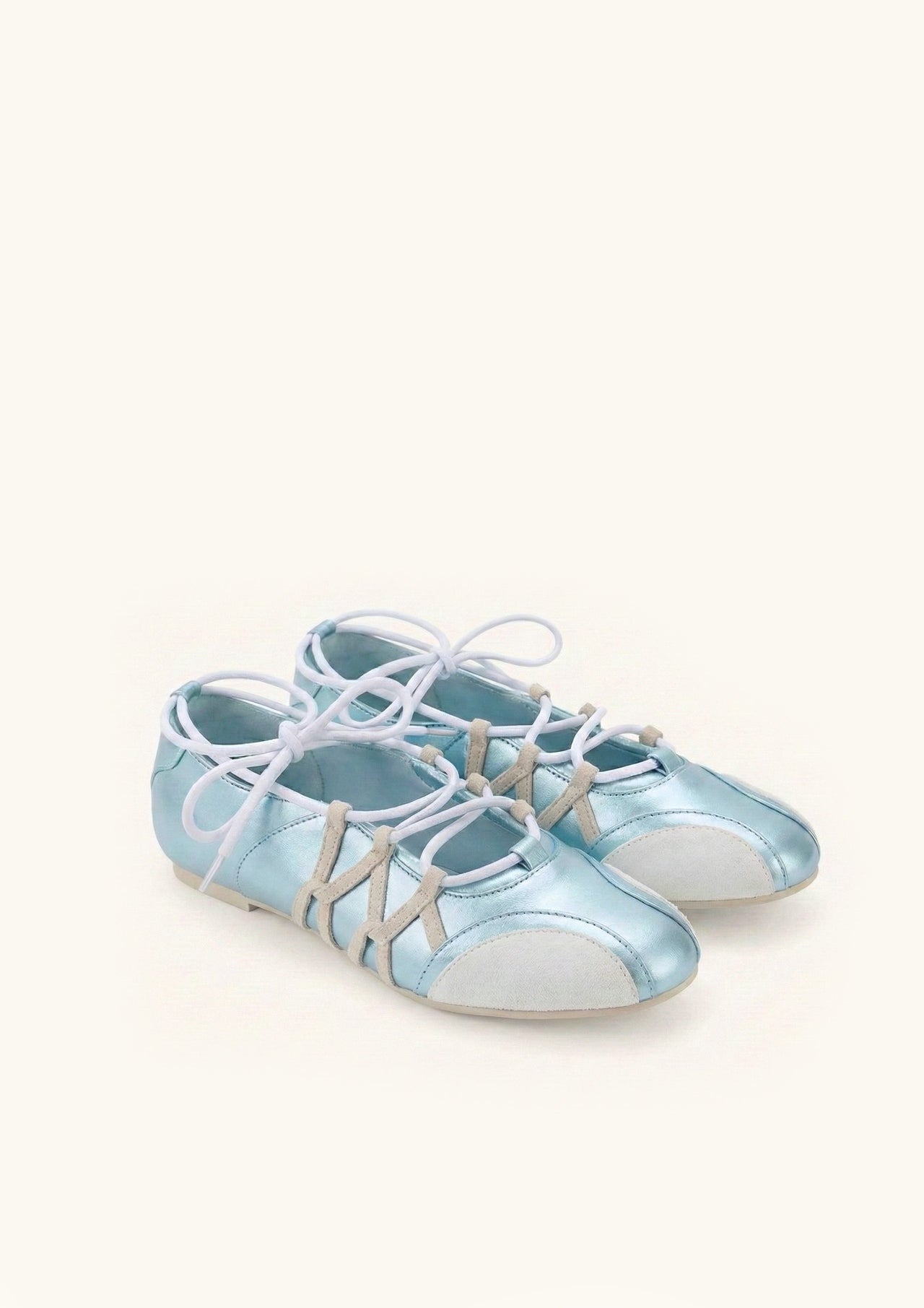 Iria Lace-Up Ballet Flats - Aqua Blue
