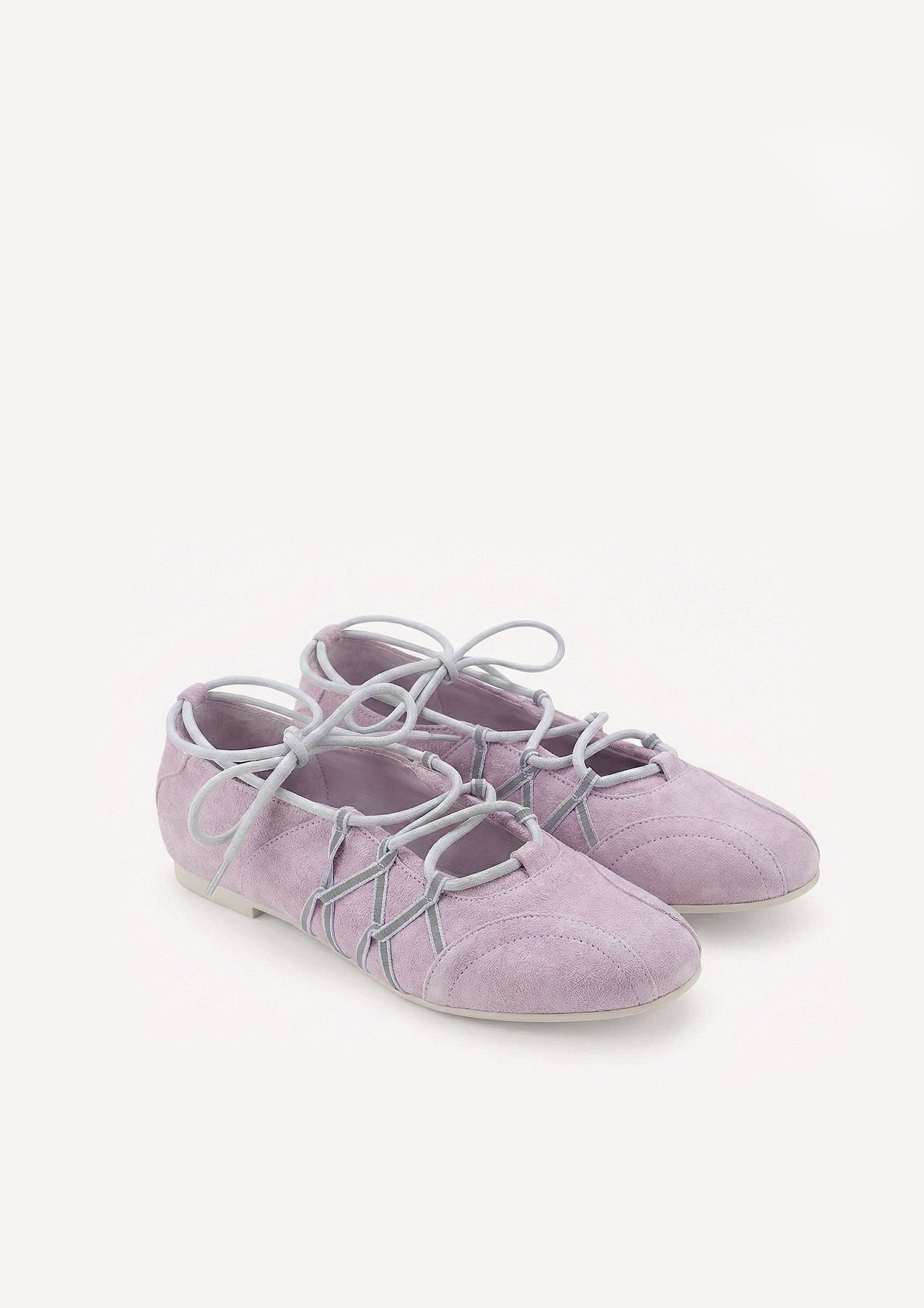 Iria Lace-Up Ballet Flats - Lavender Pink
