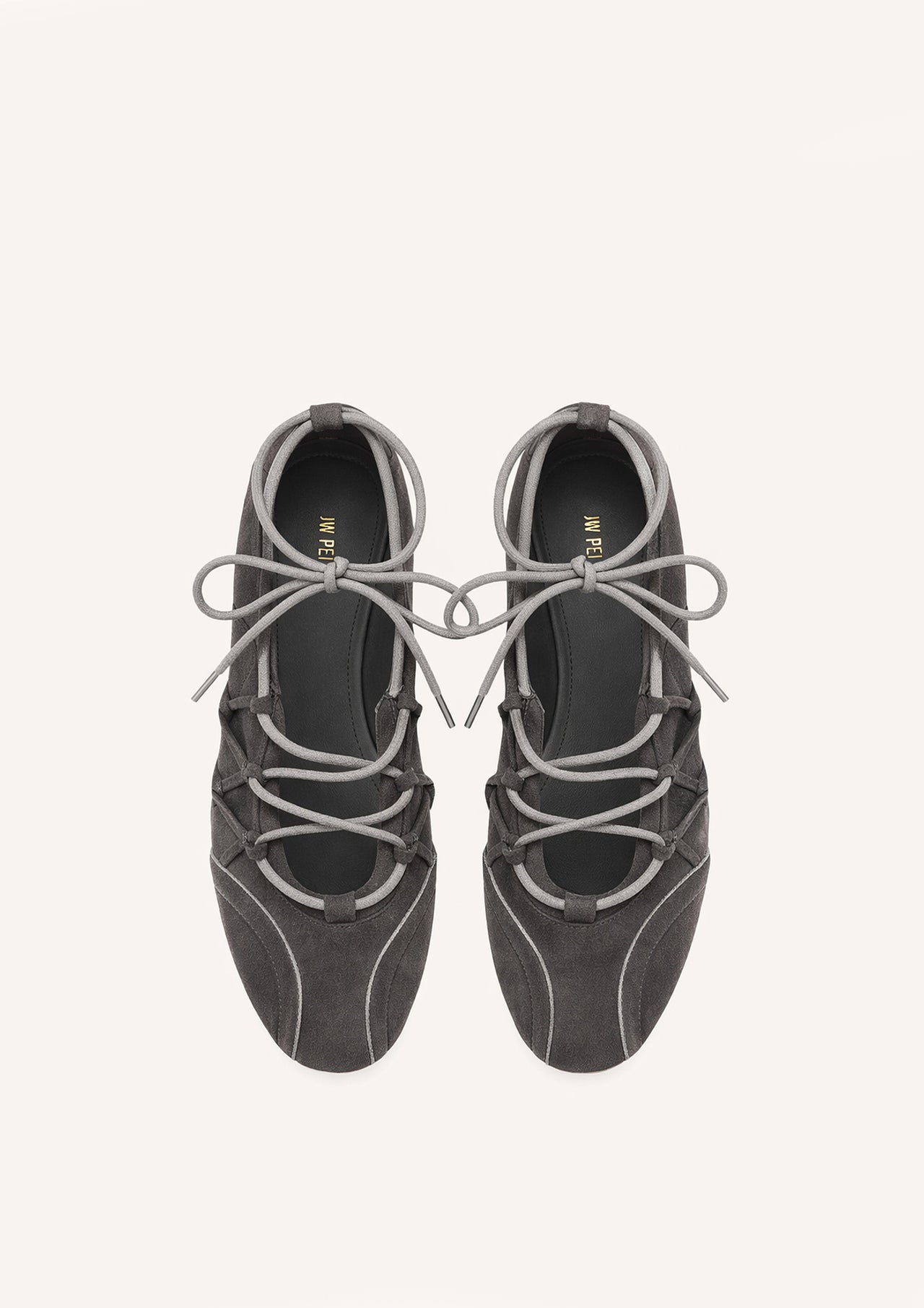 Iria Lace-Up Ballet Flats - Dark Grey