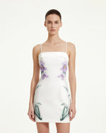 Iris Floral Print Spaghetti Strap Bodycon Dress - White