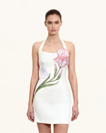 Floral Halter Bodycon Dress - White