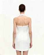 Floral Halter Bodycon Dress - White