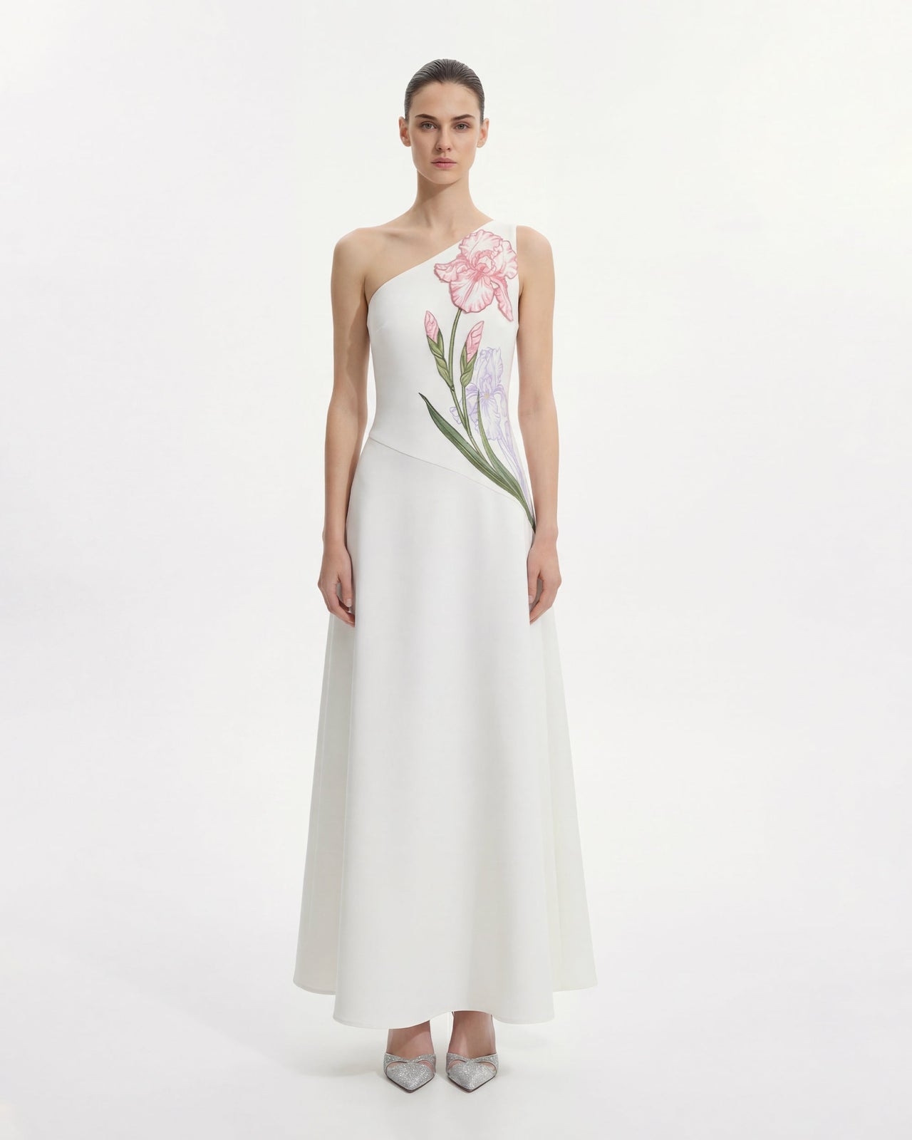 Iris Floral Halter Bodycon Dress - White