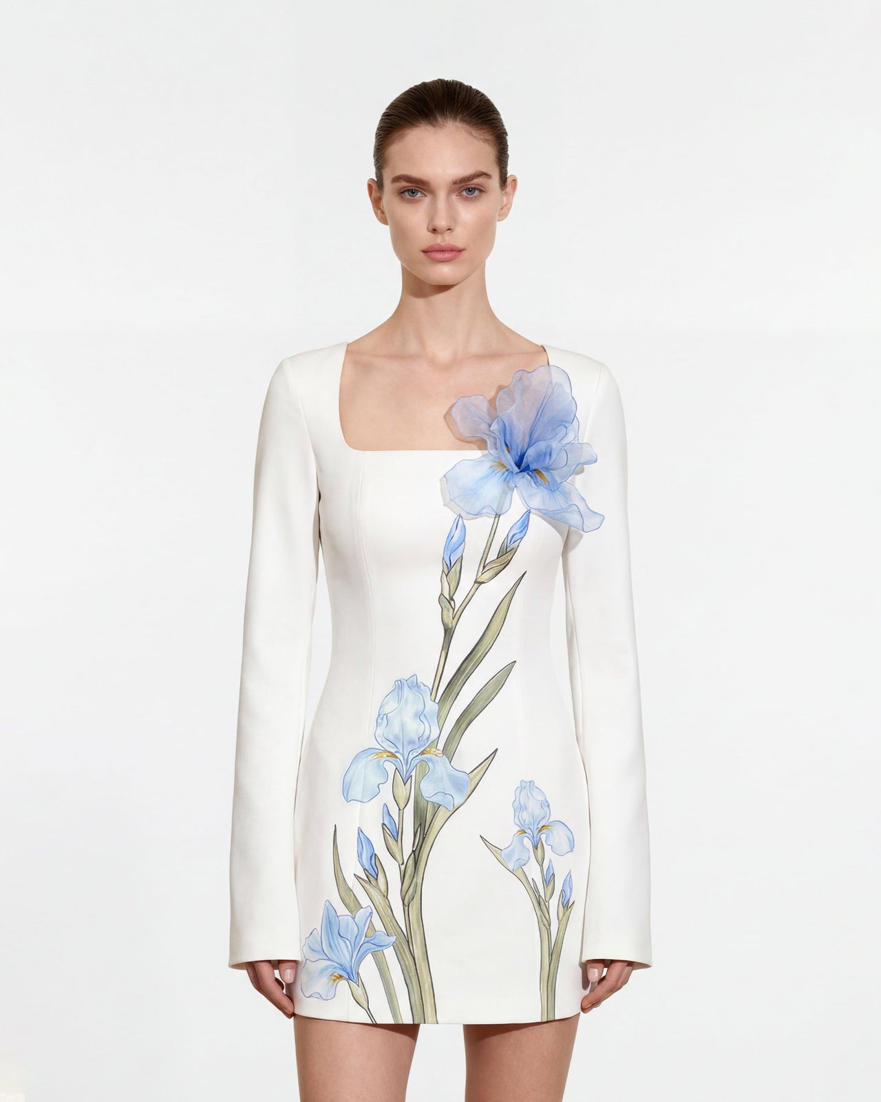 Floral Print Bodycon Dress - White