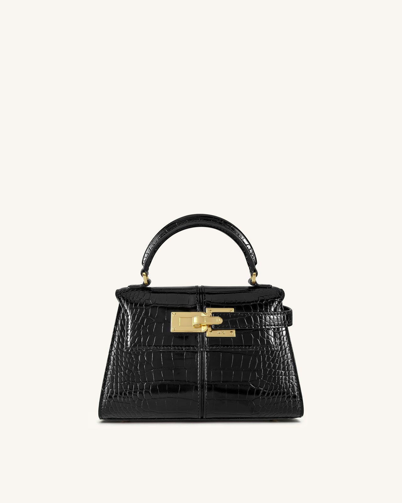 Elise Top Handle Bag - Black Croc