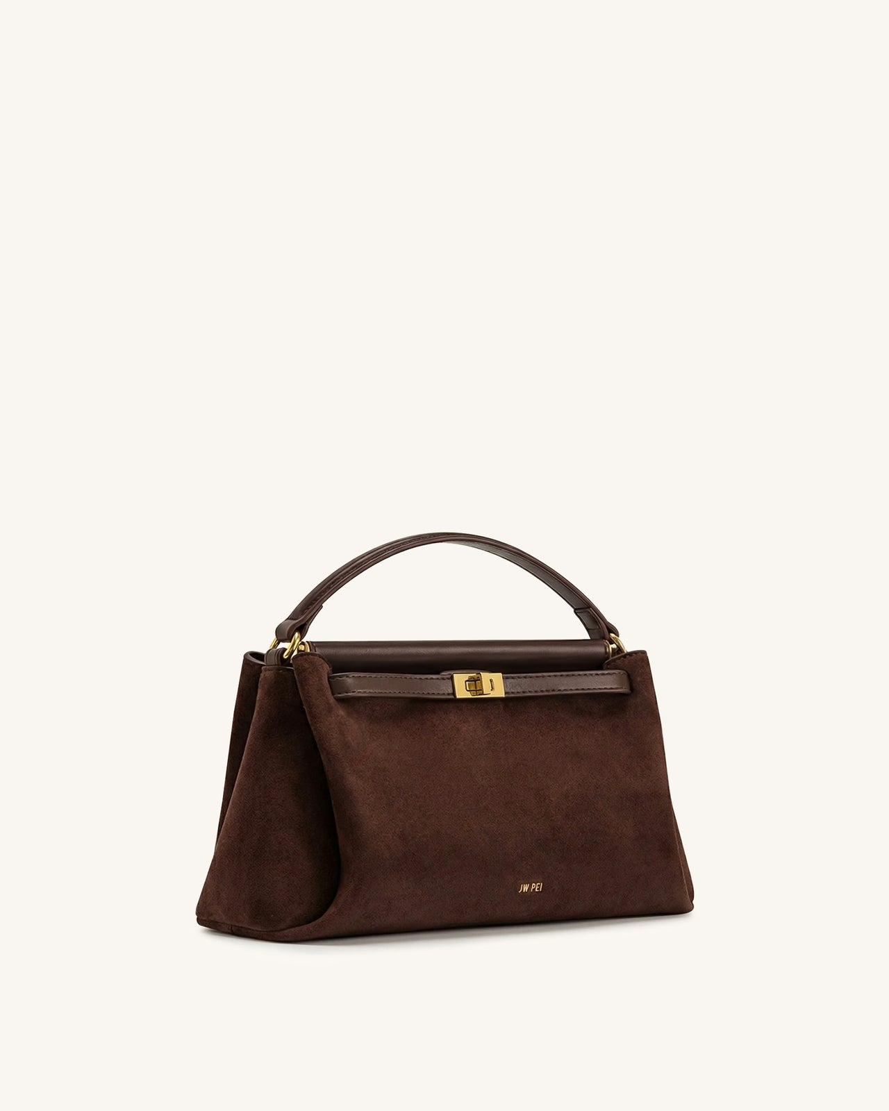 Carmen Faux Suede Top Handle Bag - Dark Brown