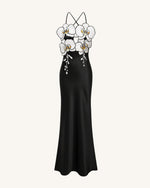 Orchid Embroidered Dress – Black/White