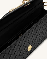 Celeste Woven Textured Envelope Top Handle Bag - Black