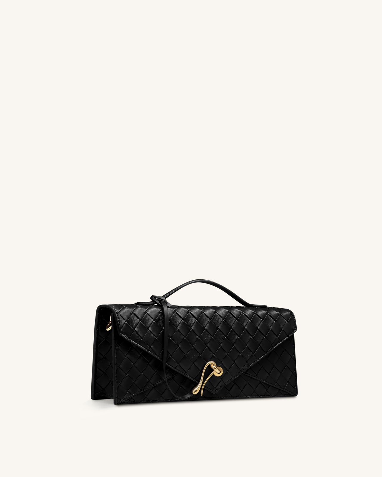 Celeste Woven Textured Envelope Top Handle Bag - Black