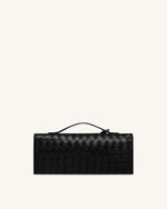 Celeste Woven Textured Envelope Top Handle Bag - Black