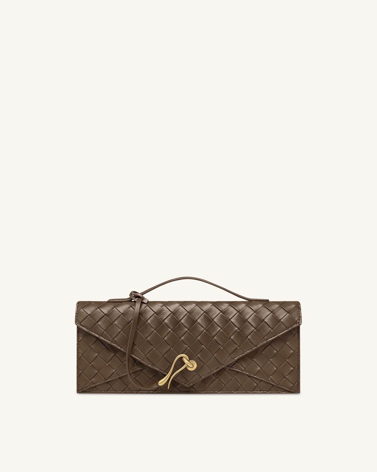 Celeste Woven Textured Envelope Top Handle Bag - Mocha Brown