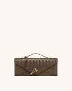 Celeste Woven Textured Envelope Top Handle Bag - Mocha Brown