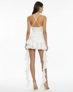 Orchid Embroidered Ruffle Hem Mini Dress - White