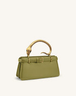 Elena Snake Handle Top Handle Bag - Matcha Green