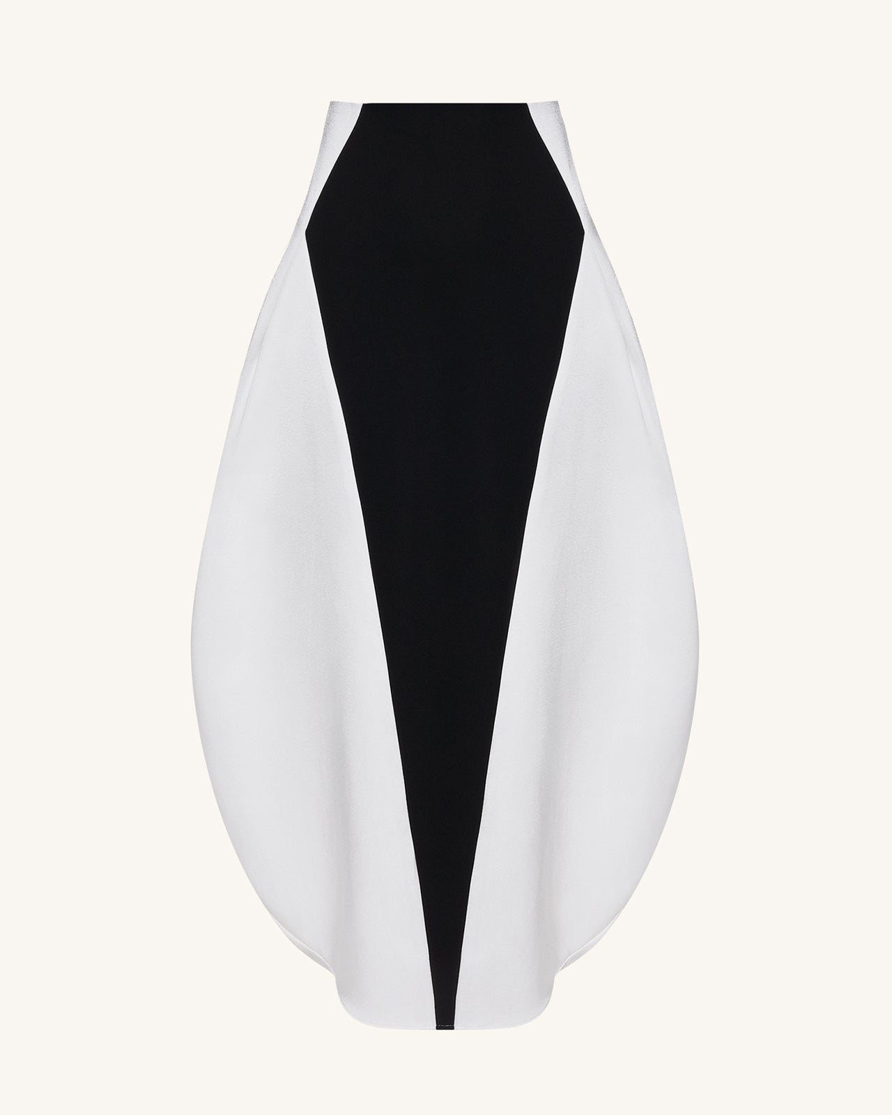 Monochrome Paneled Structured Pannier Maxi Skirt - Black
