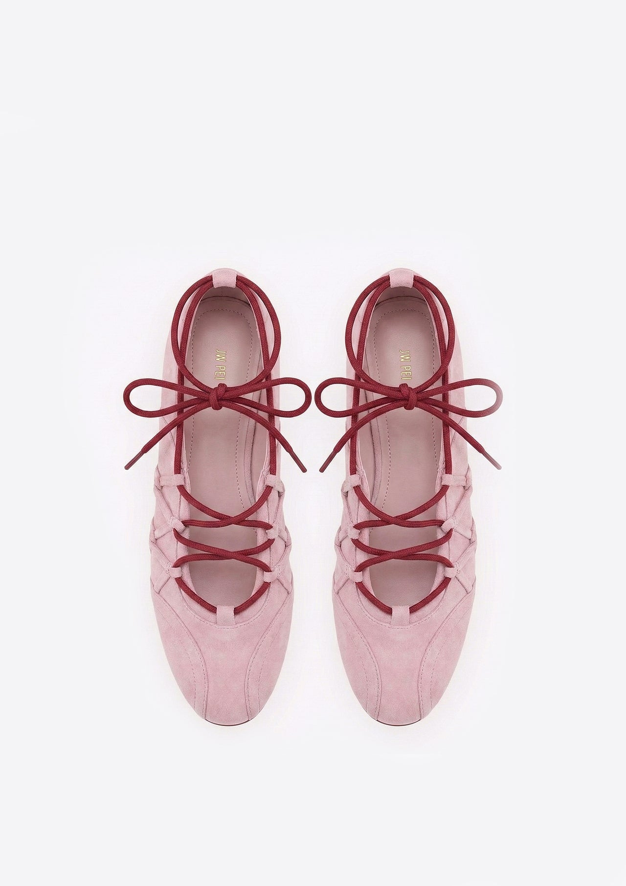 Iria Lace-Up Ballet Flats - Dusty Rose