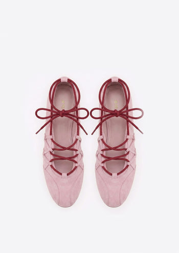 Iria Lace-Up Ballet Flats - Dusty Rose