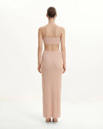 Ribbed Knit Cutout Maxi Dress - Pink