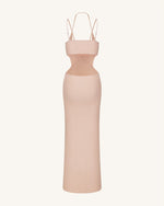 Ribbed Knit Cutout Maxi Dress - Pink