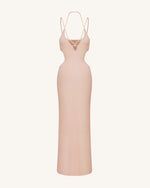 Ribbed Knit Cutout Maxi Dress - Pink