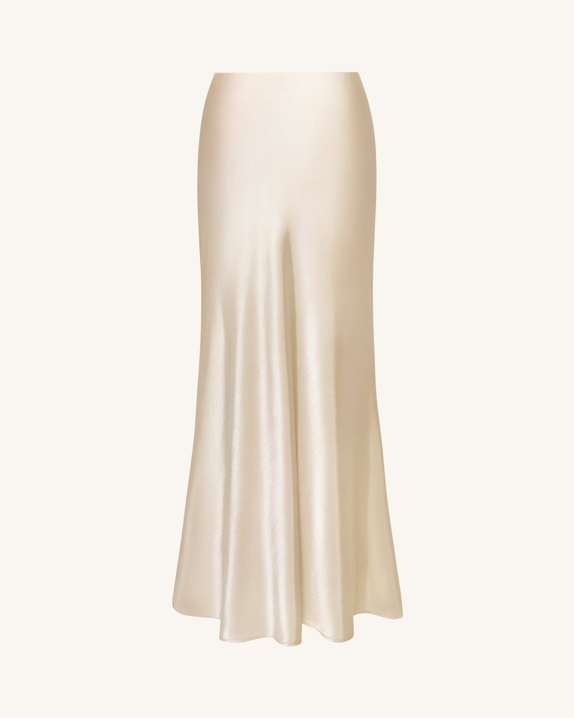 Satin-Feel Draped Maxi Skirt - Cream - JW PEI UK