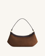 Lily Faux Suede Shoulder Bag - Dark Brown