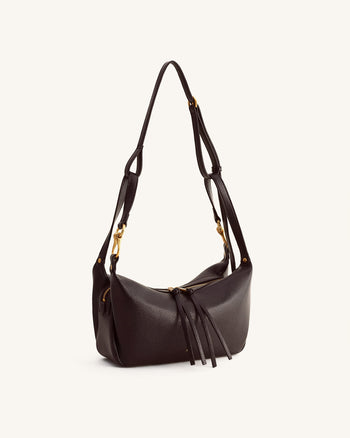 Selia Soft-Grain Crossbody Bag - Dark Brown