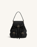 Harper Buckle Pocket Backpack - Black