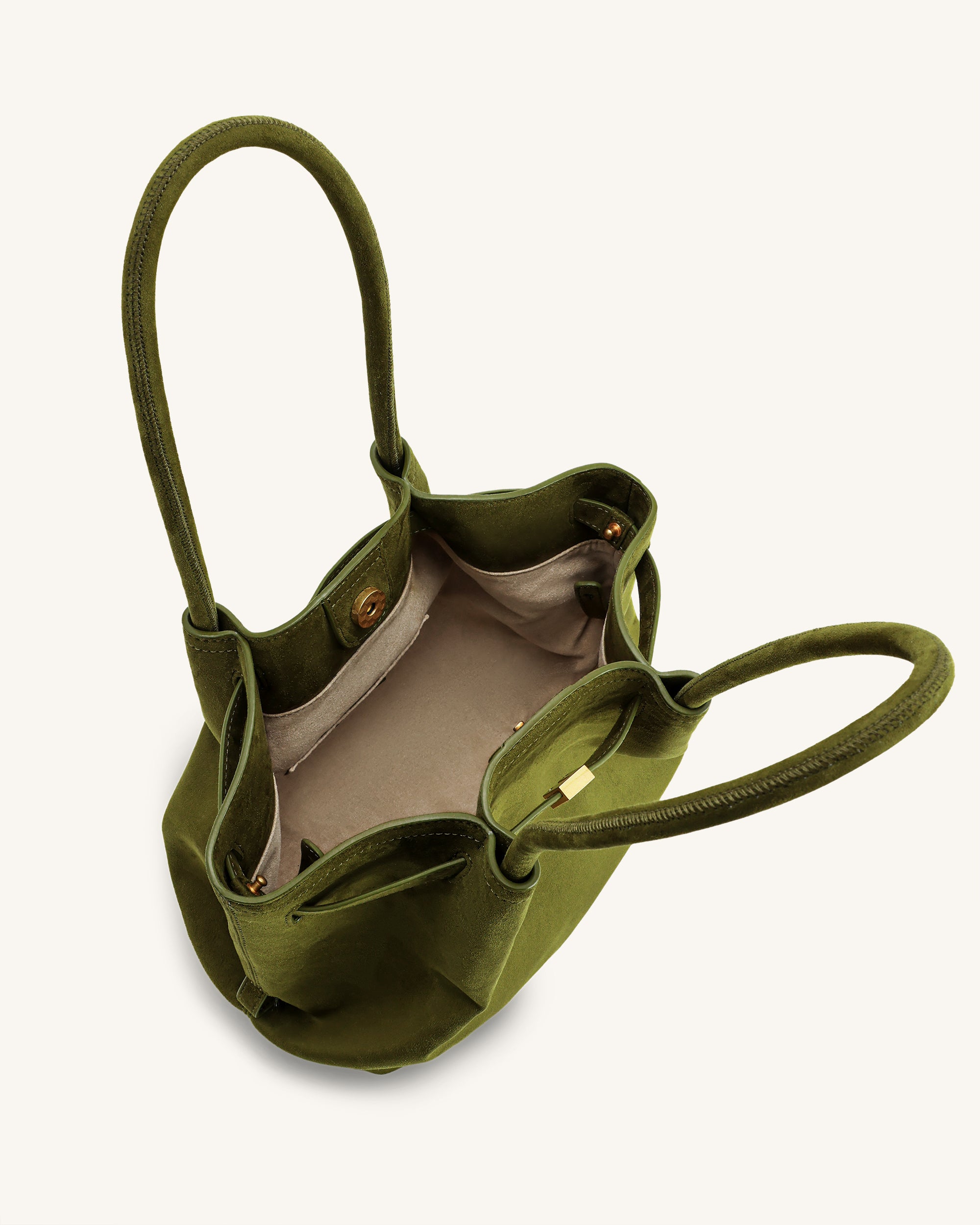 Hana Column Faux Suede Tote Bag - Olive Green - JW PEI UK
