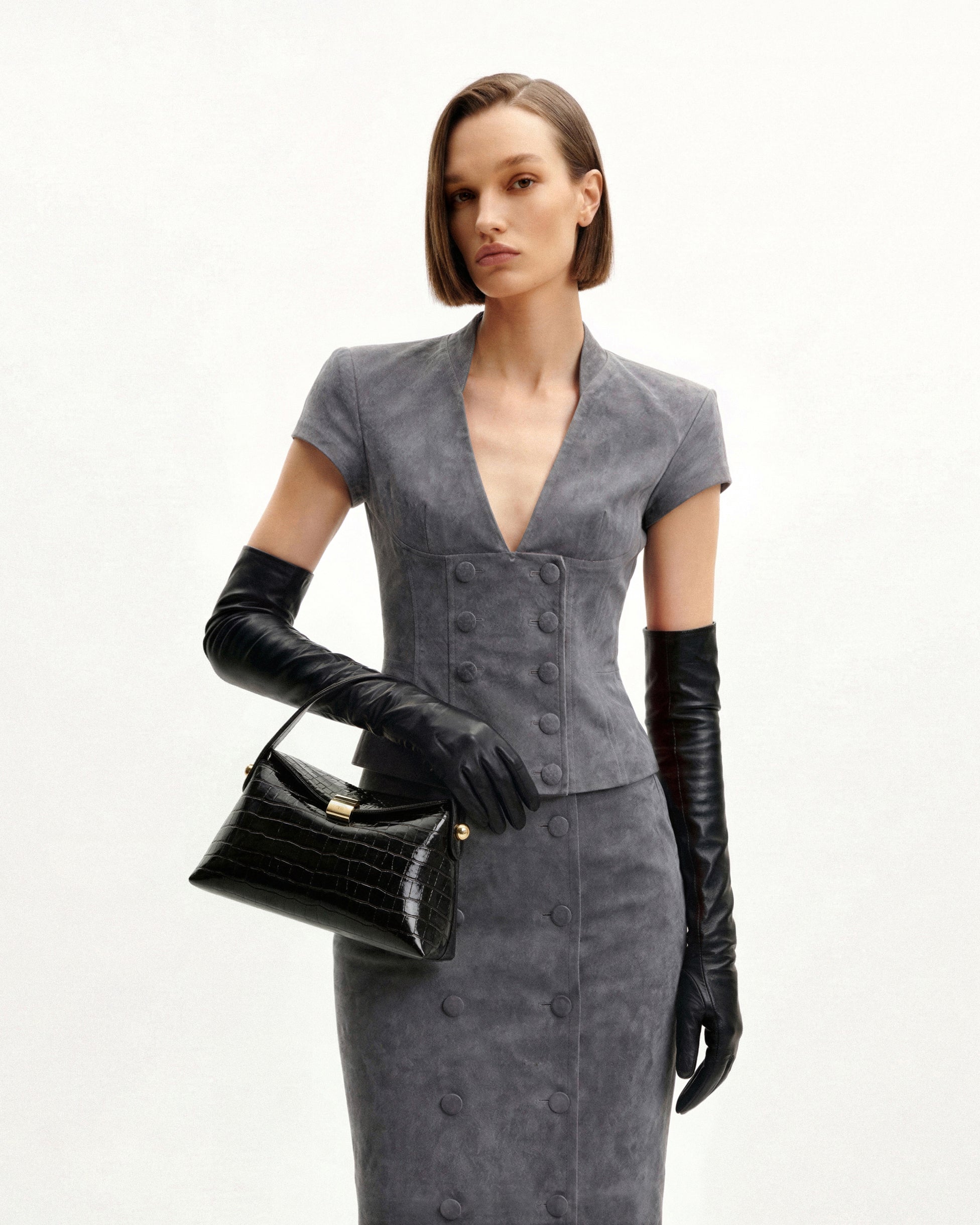 t Talia Top Handle Bag - Black Croc - JW PEI UK