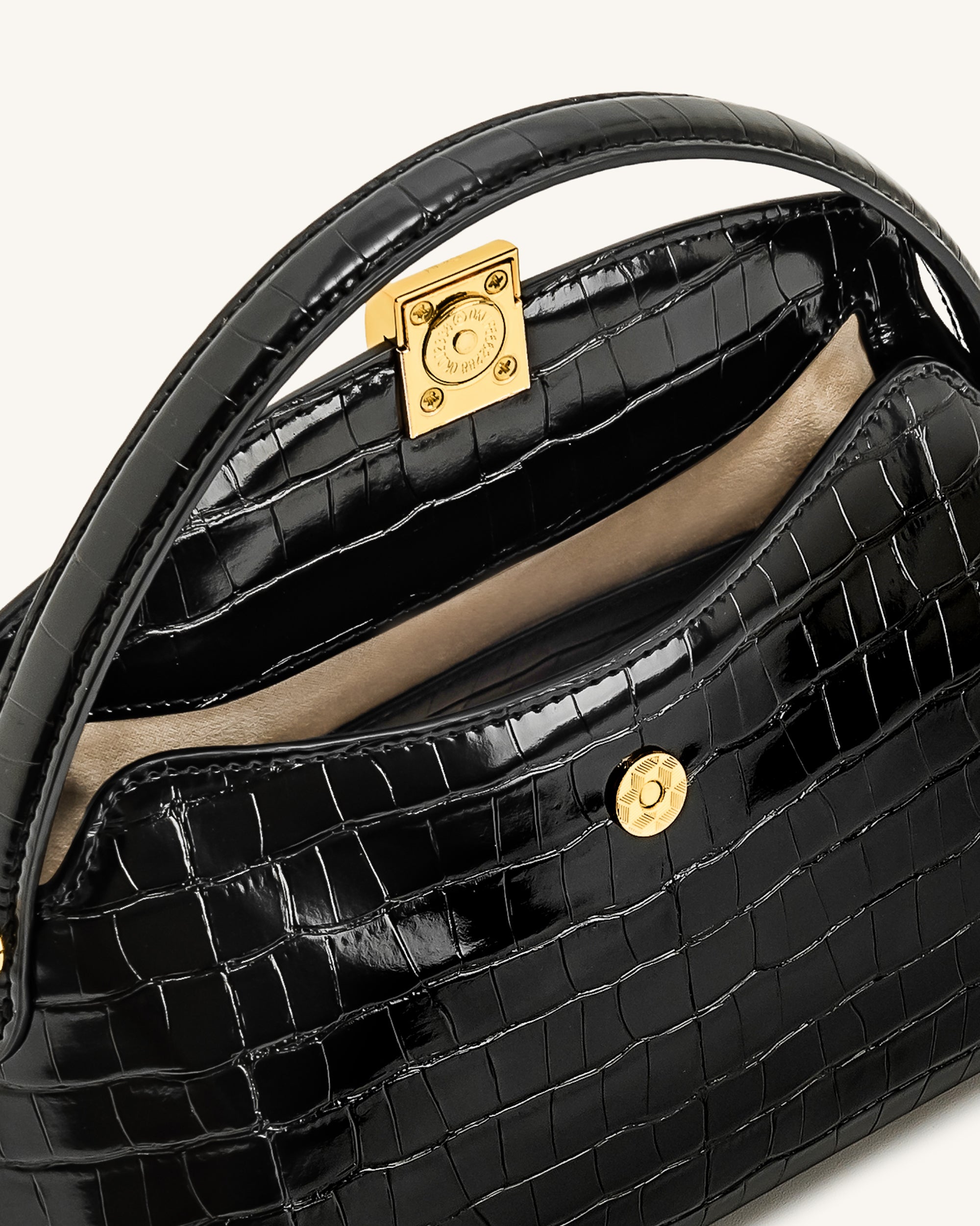 t Talia Top Handle Bag - Black Croc - JW PEI UK