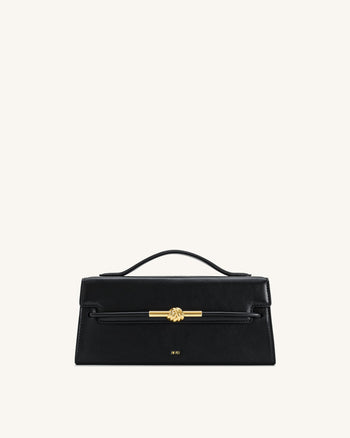Lena Metal Rope Knot Top Handle Bag - Black