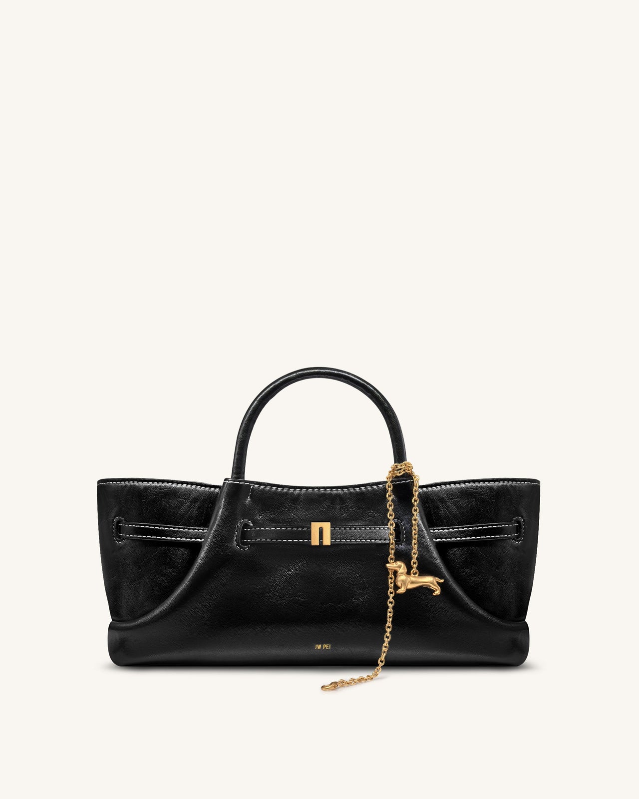Maeve Dachshund Metal Charm Tote Bag - Black