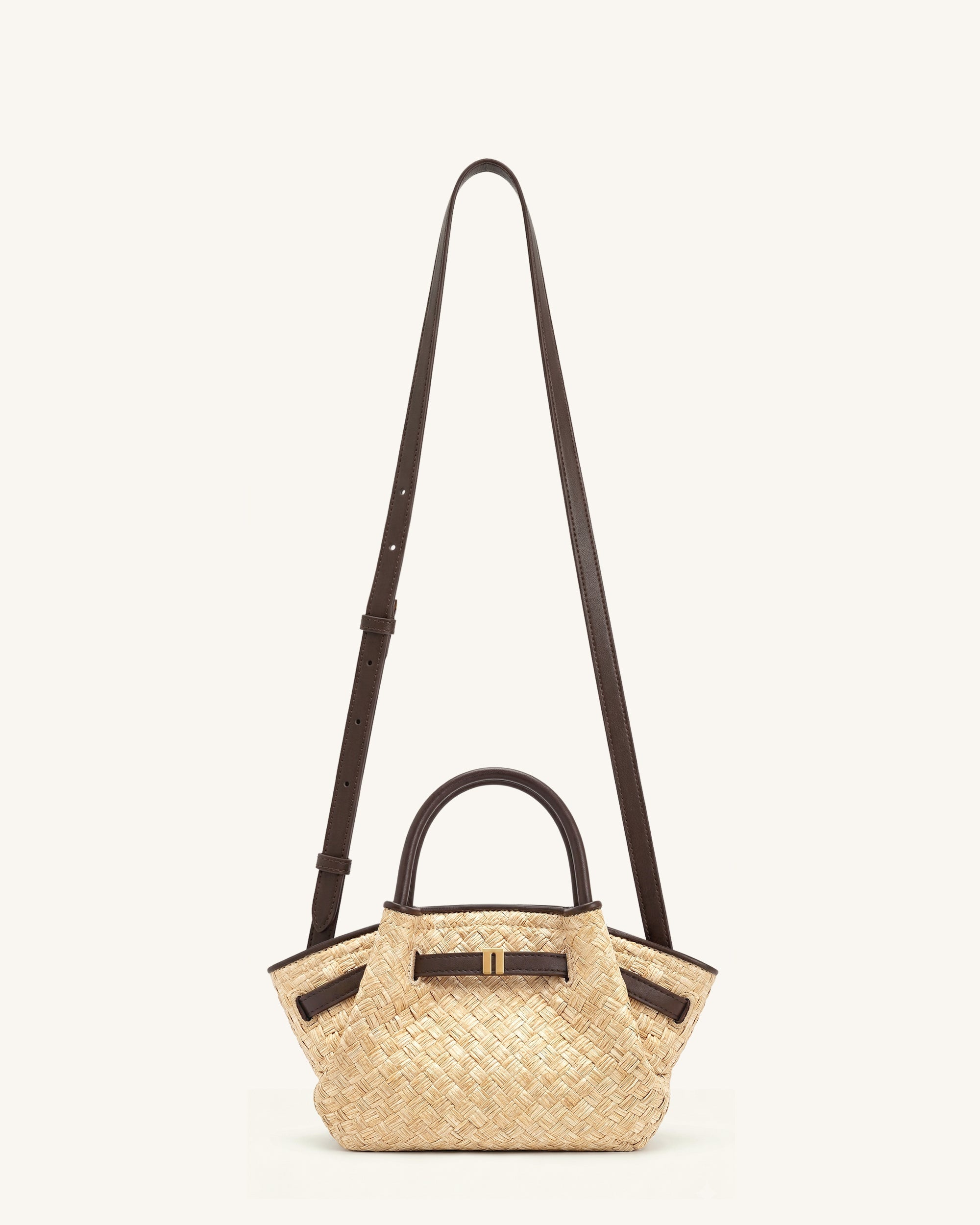 hana Hana Mini Faux Straw Tote Bag - Brown - JW PEI UK