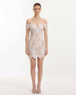 Off Shoulder Lace Mini Dress - White